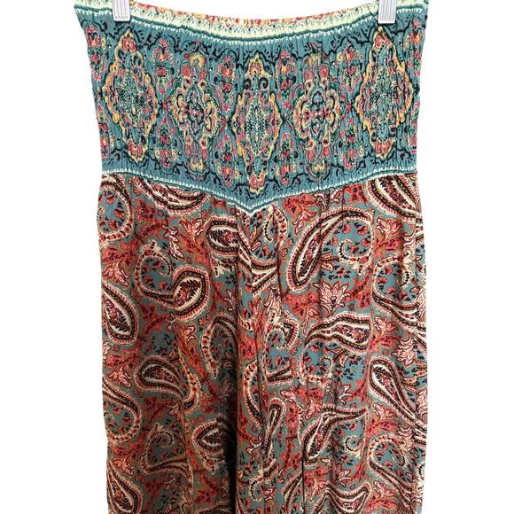 Belle France Paisley Palazzo Cropped Pants Size M Wide Leg Boho Made in Italy - Picture 3 of 7